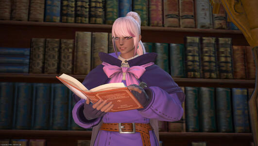Temple refers to a book with a worried expression.